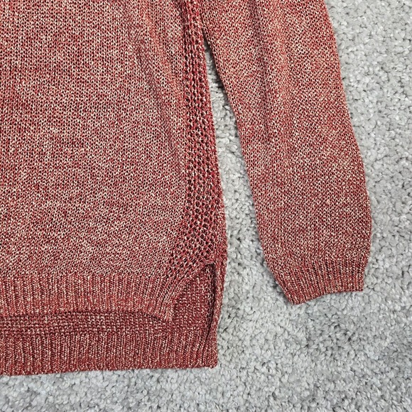J. McLaughlin Metallic Linen Sweater Womens XL Red Holiday Shine Pullover Knit - Picture 2 of 12